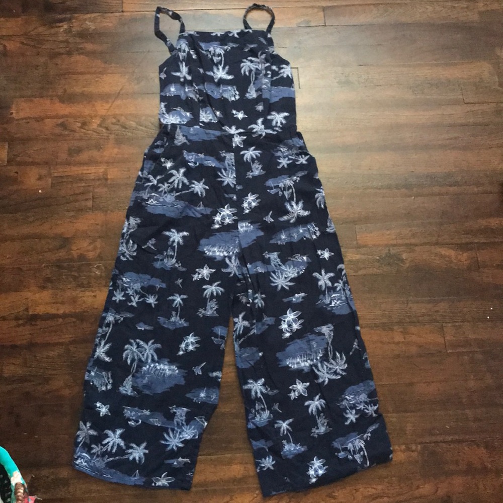 Linen & cotton navy jumpsuit
